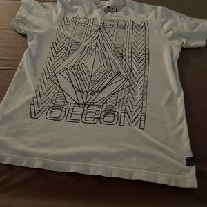 Volcom white T-shirt with graphic design in black. Size small.
